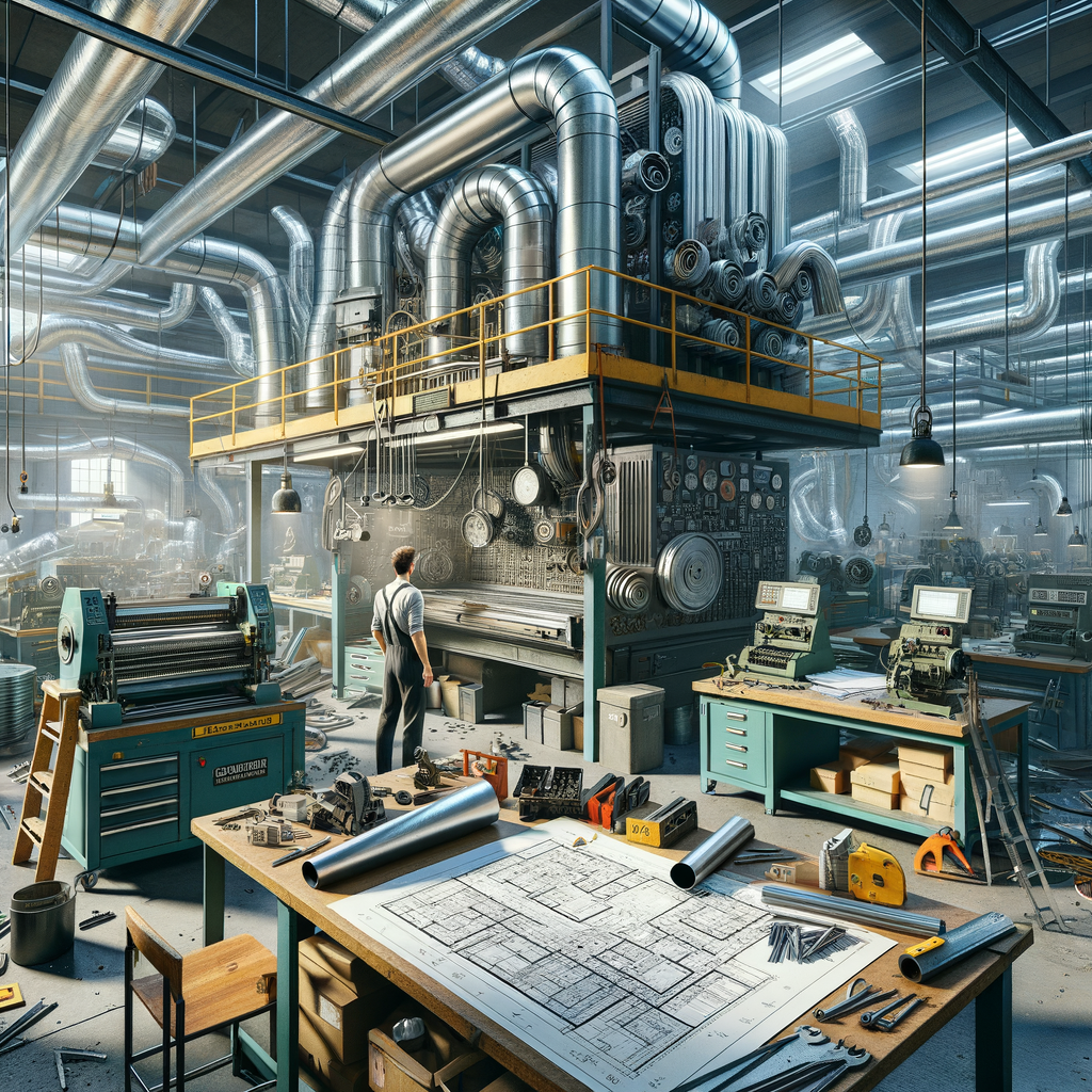 Workshop with ducting fabrication equipments